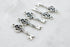 Set of 5, silver key charm, 29mm x 10mm , 1 set